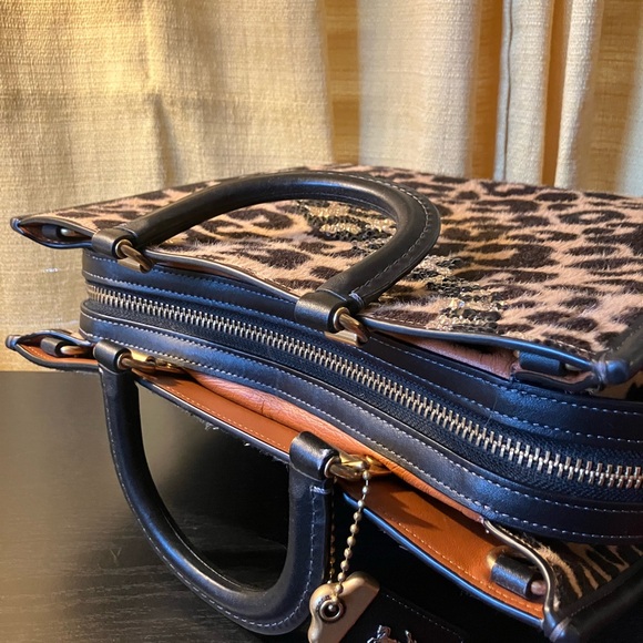 Coach Rogue 30 Leopard Print Haircalf with Rhinestones OOAK - Picture 7 of 14